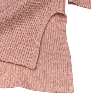Blush Pink Ribbed V Neck Bow Tie Bell Sleeve Oversized Sweater size Small thumbnail 6