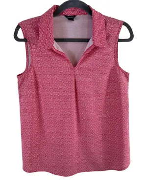 Eddie Bauer Pink White Lightweight‎ Sleeveless Collared Pullover Polo Size XS thumbnail 1