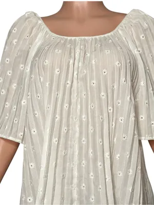 SÉZANE Romy Embroidered Pleated Blouse, Navy, FR46/US14 thumbnail 3