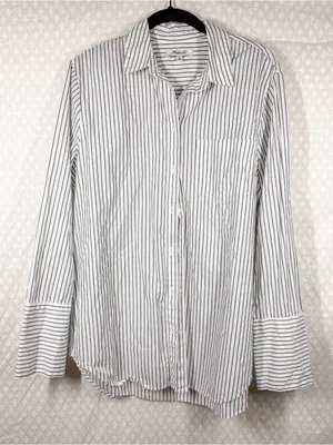 Madewell‎ White Black Striped Button Down Long Sleeve Top thumbnail 1