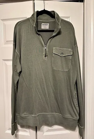 Old Navy Garment-Dyed Quarter Zip Utility-Pocket Sweatshirt Large thumbnail 1