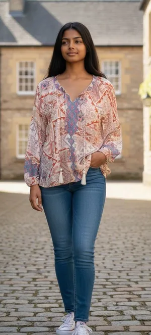 Savanna Jane Lg Multicolor Patterned Top Orange thumbnail 1