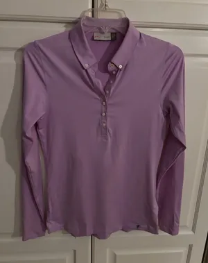 KJUS Womens Long Sleeve Golf Polo Shirt Purple Activewear Top Size 36 S thumbnail 1