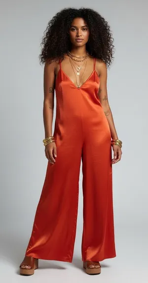 ASOS DESIGN Orange Boho Wide Leg Strappy Jumpsuit Size 12 Vacation Festival thumbnail 1
