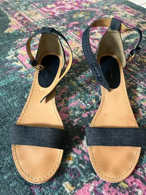 Tommy Hilfiger Denim Navy and Tan Ankle-Strap Sandals thumbnail 1