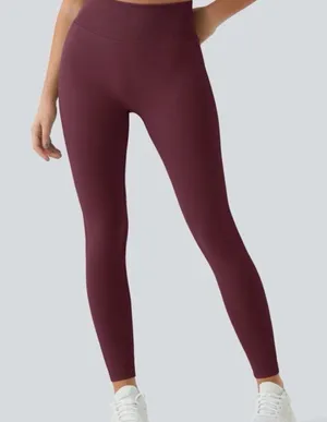 Halara Burgundy Wine Red Seamless Leggings 7/8 High Waisted Smooth S thumbnail 1