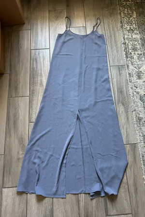 Leith Dusty gray Maxi Slip Dress with Center Front Slit thumbnail 1