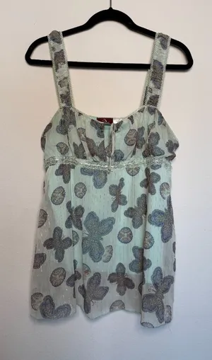 Vintage Y2K Sheer Butterfly Print Flowy Tank Top thumbnail 1