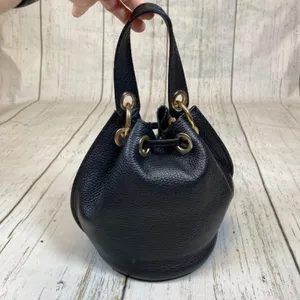 Anna Paola Italian Leather Bucket Drawstring Bag thumbnail 2