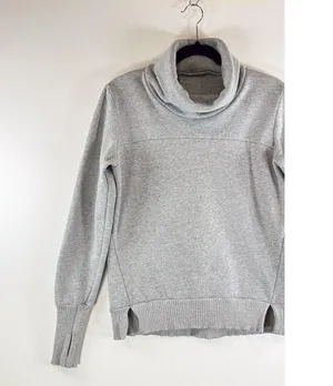 ALO Yoga Women Sweatshirt Gray Haze Turtle Neck Pullover Thumbhole Cozy Small thumbnail 4