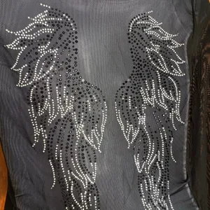 Sheer Long Sleeve Rhinestone Heart Angel Wings Y2K‎ Small Biker Fairy Goth thumbnail 7