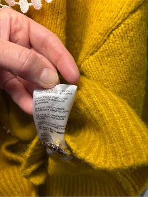 RARE Anthropologie Maeve Mustard Yellow Lace Collar Cardigan Sweater Size M thumbnail 8