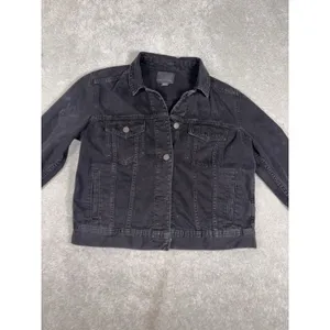Women's Small American Eagle Black/Grey Denim‎ Jacket 100% Cotton thumbnail 4