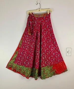 Reversible Maxi Wrap Skirt BINW702 Red thumbnail 1