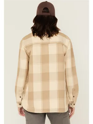 Carhartt Loose Fit Heavyweight Duck Shacket Plaid Oatmeal Size Small thumbnail 2