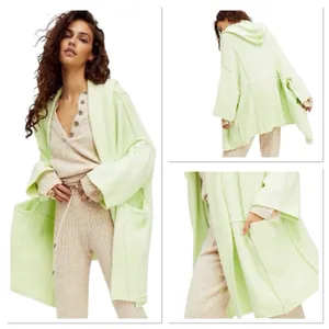 Free People Oversized Open Knit Cardigan Sweater Mint Green Size M/L OB1039497 thumbnail 2