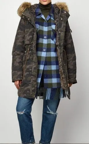 Parka London Women's‎ Caversham Faux Fur Parka Camo Small Lined Faux Fur Hood thumbnail 1