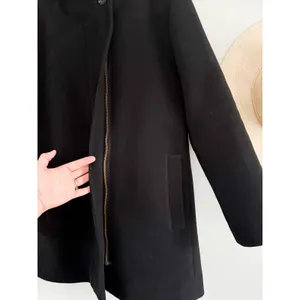 J.Crew Factory | City Coat with Button Neck Black Wool Blend | Sz 10P thumbnail 5
