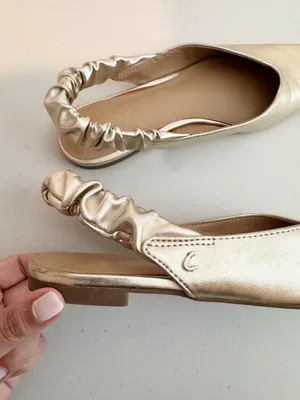 Sam Edelman Omina Slingback Ballet Flats Size 6 Gold Metallic Boho Classic Chic thumbnail 5