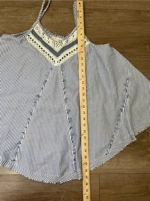 Altard State Flowy Striped Tank Top Size M Blue White Nautical Boho Summer thumbnail 10