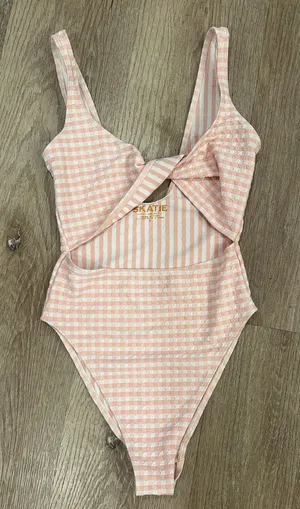 Skatie Pink White Gingham Resa One Piece Swimsuit Size XS small thumbnail 1