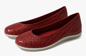 David Tate Womens Dazzle Leather Woven Slip-On Ballet Flats Shoes Size 9.5W Red thumbnail 1
