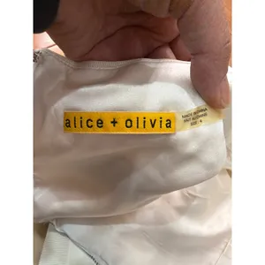 Alice + Olivia Dress Women Cream Gold Silk Tiered Ribbon‎ Mini Size 4 thumbnail 4