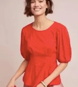 Anthropologie Eva Franco Reeves‎ Eyelet Peplum Blouse thumbnail 1