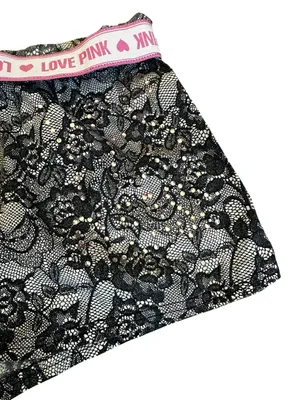 Vintage Y2K Victorias Secret PINK Mini Shorts Boxer Pajamas Lounge Coquette thumbnail 3