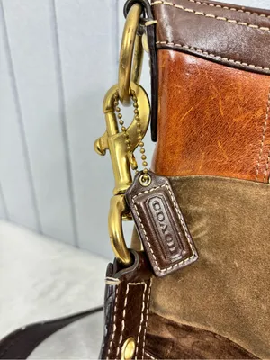 Vintage Coach Y2K Patchwork Signature Leather Suede Crossbody Bag thumbnail 5