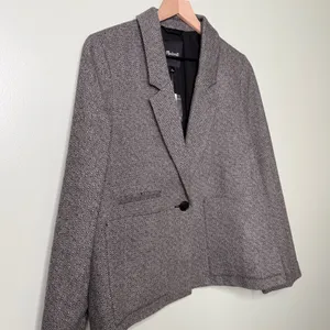 NWT Madewell Wool Crop Dorset Blazer Jacket Geo Herringbone Grey Size Medium thumbnail 7