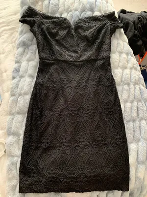 Guess Lace Off The Shoulder Black Dress thumbnail 1