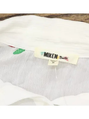 Miken Womens Cherry Embroidered Button-Down Swim Shirt I2992PUXH White Multi M thumbnail 3