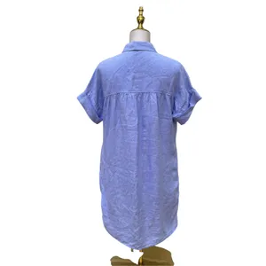 J.Crew Baird McNutt 100% Irish Linen Shirt Dress S Blue Relaxed Casual Preppy thumbnail 5