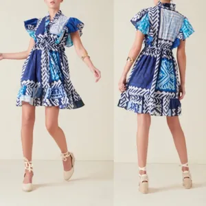 Figue Denissa Patchwork Mini Dress Blue Size XS thumbnail 2