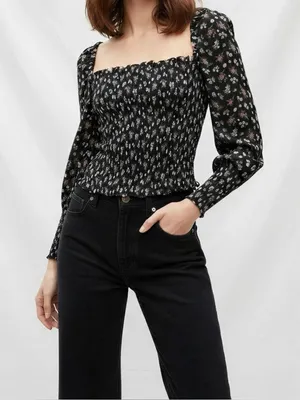 REFORMATION Pinto Smocked Floral Top, Lucien Print, 1X thumbnail 1