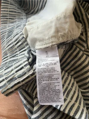Old Navy Blue White Striped Elastic Waist Shorts XL Linen Blend Coastal Summer thumbnail 7