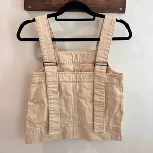 Aligne Meadow Ecru Organic Cotton Denim Pinafore Top Tan Beige Sz US 4 UK 8 thumbnail 2