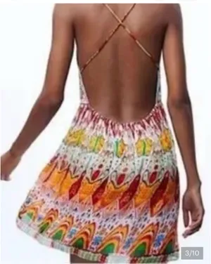 ZARA Embroidered Bohemian Colorful Mini Festival Sun Dress NWOT thumbnail 3