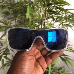 Oakley Batwolf OO9101-07 127 Clear Frame Blue Lens Wrap Around Sunglasses Made in USA thumbnail 2