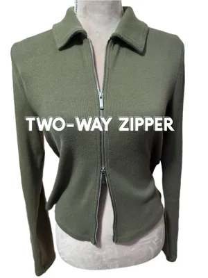 Madewell Ribbed Cotton Zip Front Polo Cardigan Light Sweater Womens Medium Olive thumbnail 4