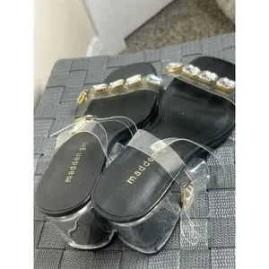 Madden Girl Women's Size 6.5 Heels Clear Acrylic Block Heel Sandals Rhinestones thumbnail 9