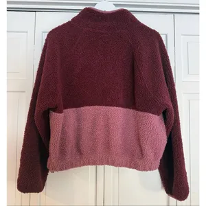 Old Navy burgundy colorblock fleece quarter snap sweater size M thumbnail 5