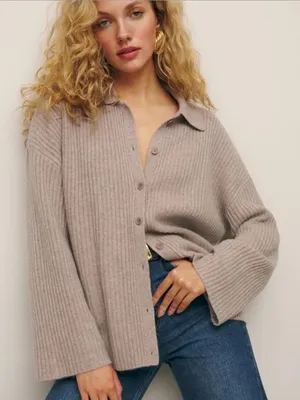 Reformation Fantino Cashmere Collared Cardigan thumbnail 1