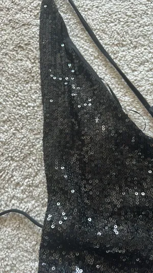 Black Sequin Homecoming Dress Korset Size M thumbnail 3