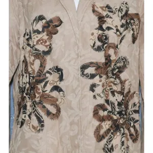 Marisol Ladies Brown Suede Long Sleeve Jacket Size L Floral Open Front Patchwork thumbnail 3