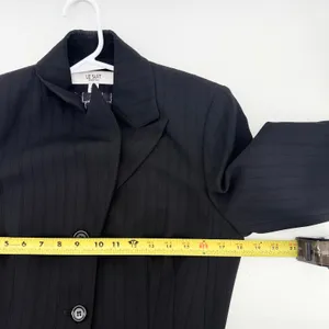 Le Suit Essentials Womens Black Pinstripe 3 Button Blazer Jacket Size 6 thumbnail 3