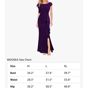 WOOSEA Womens Purple Ruffle Split Bodycon Mermaid Evening Cocktail Dress Size L thumbnail 3