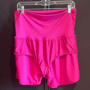 Zenana NWOT Lined Active Shorts, Pink, 1X thumbnail 4