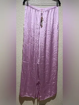 SKIMS Woven Shine Long Sleeve Sleep Set Pajamas Pink Rose Size M NWT thumbnail 10